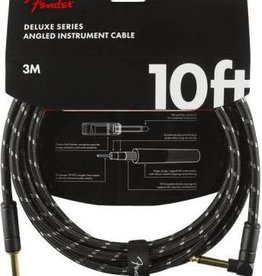 Fender Fender 10' Deluxe Instrument Cable,  Black Tweed,  Straight/Angle