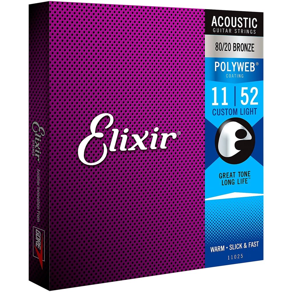 Elixir Elixir 11025 Acoustic Strings Poly 80/20 Bronze Custom Light 11-52