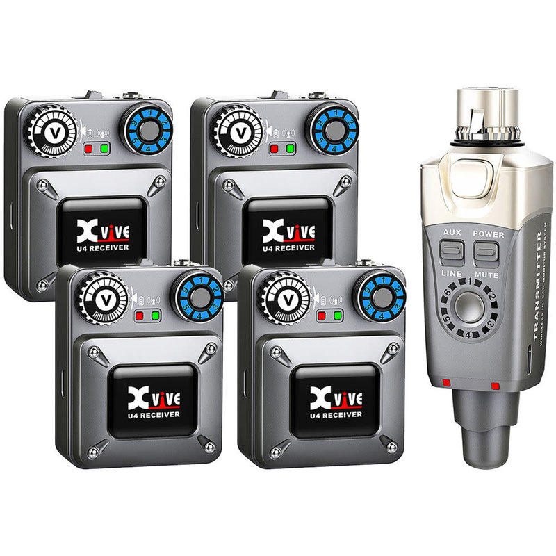 Xvive U4R4 Wireless In-Ear Monitoring System Set (1 Transmitters, 4 Receivers)