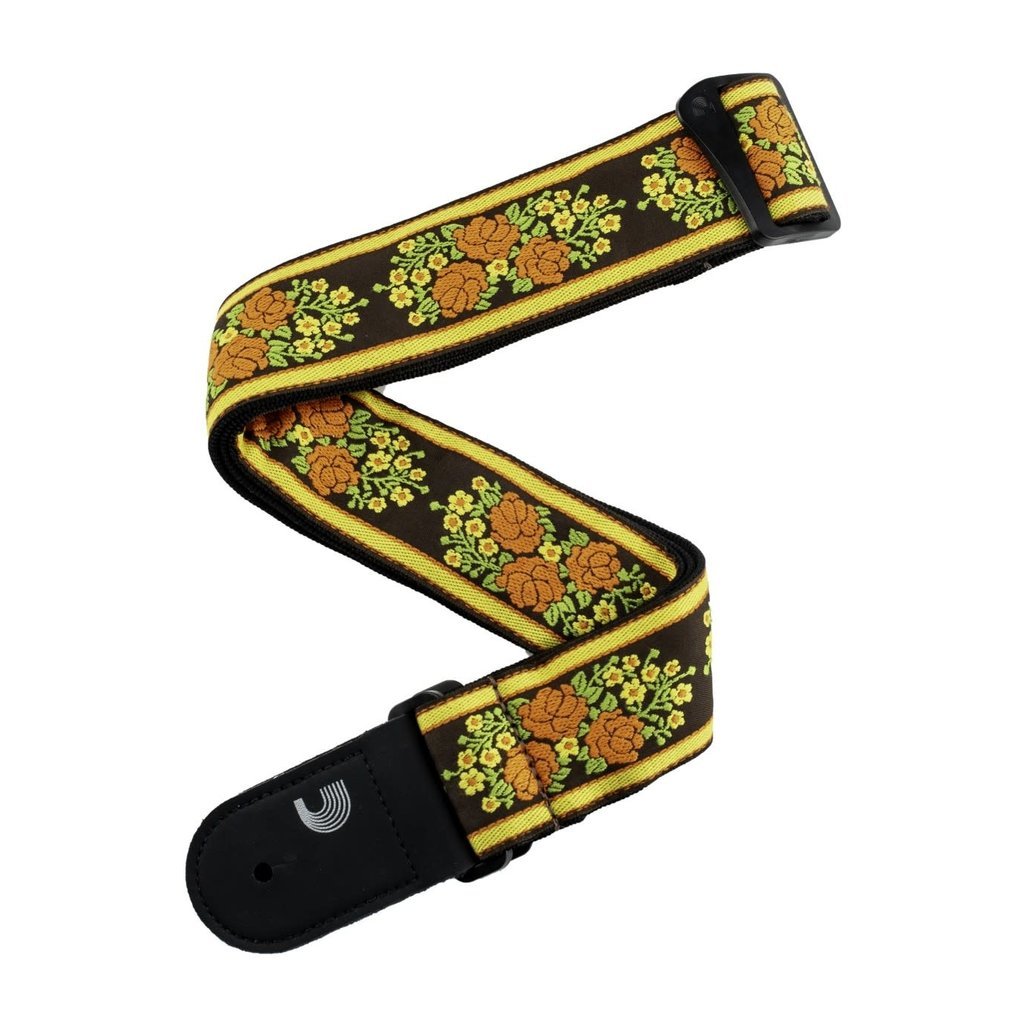 D'addario D'addario 50PCLV03 50MM Guitar Strap Peace Love BR/YL