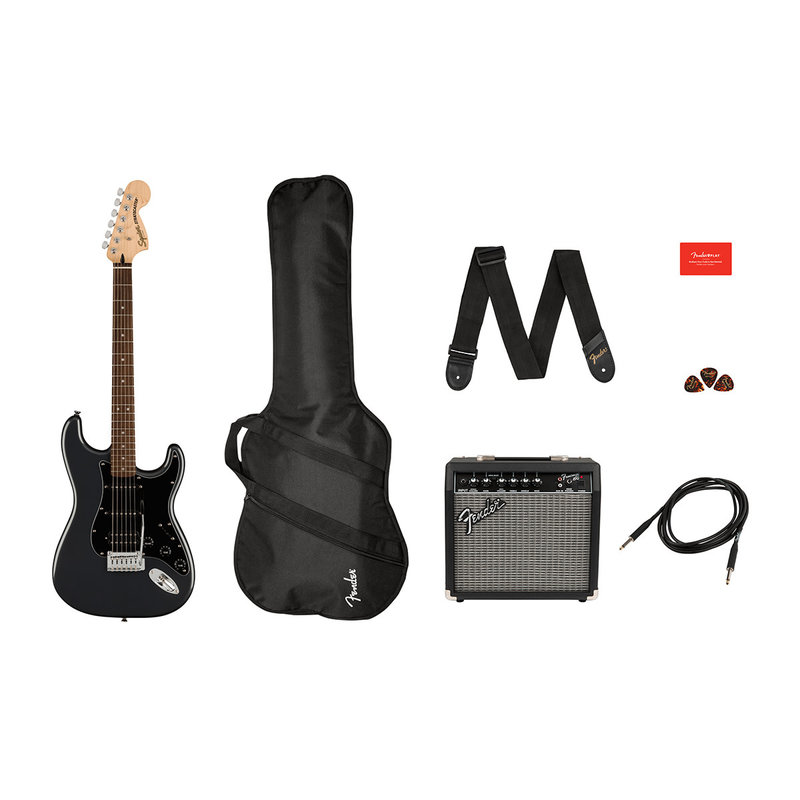 Fender Fender Squier 2021 Affinity HSS Strat Pack - Charcoal Frost Metallic
