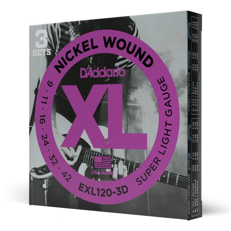 D'addario D'addario EXL120  3D - 3 Pack