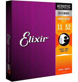 Elixir Elixir 11027 Acoustic Strings Bronze Nano Custom Light 11-52