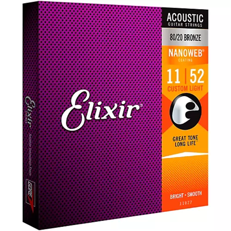 Elixir Elixir 11027 Acoustic Strings Bronze Nano Custom Light 11-52