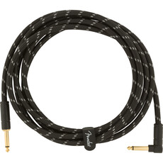Fender Fender 10' Deluxe Instrument Cable,  Black Tweed,  Straight/Angle