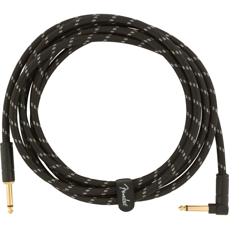Fender Fender 10' Deluxe Instrument Cable,  Black Tweed,  Straight/Angle