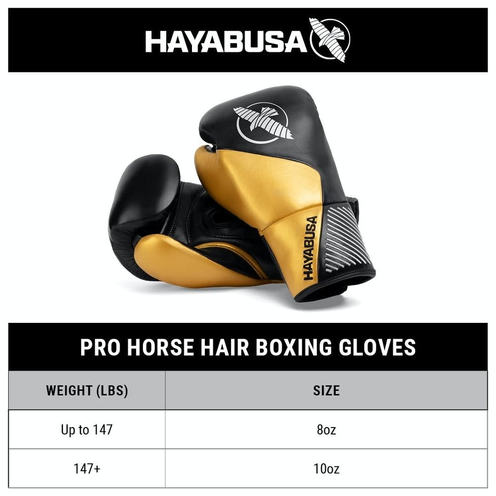 Hayabusa Pro Horse Hair Boxing Gloves - Black/Gold