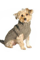 Chilly Dog Gray Cable Knit Wool Dog Sweater - Medium