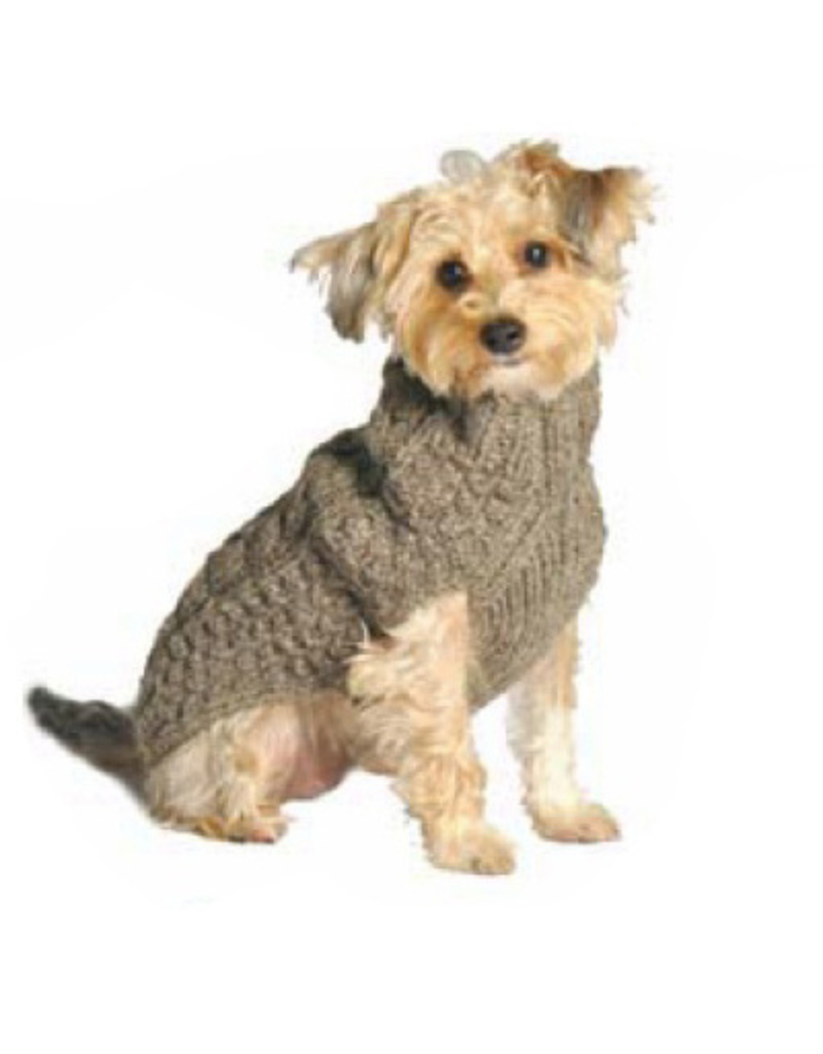 Chilly Dog Gray Cable Knit Wool Dog Sweater - Medium