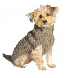 Chilly Dog Gray Cable Knit Wool Dog Sweater - Medium