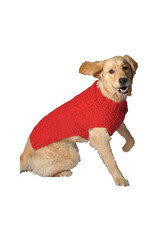 Chilly Dog Red Cable Knit Dog Sweater - Small