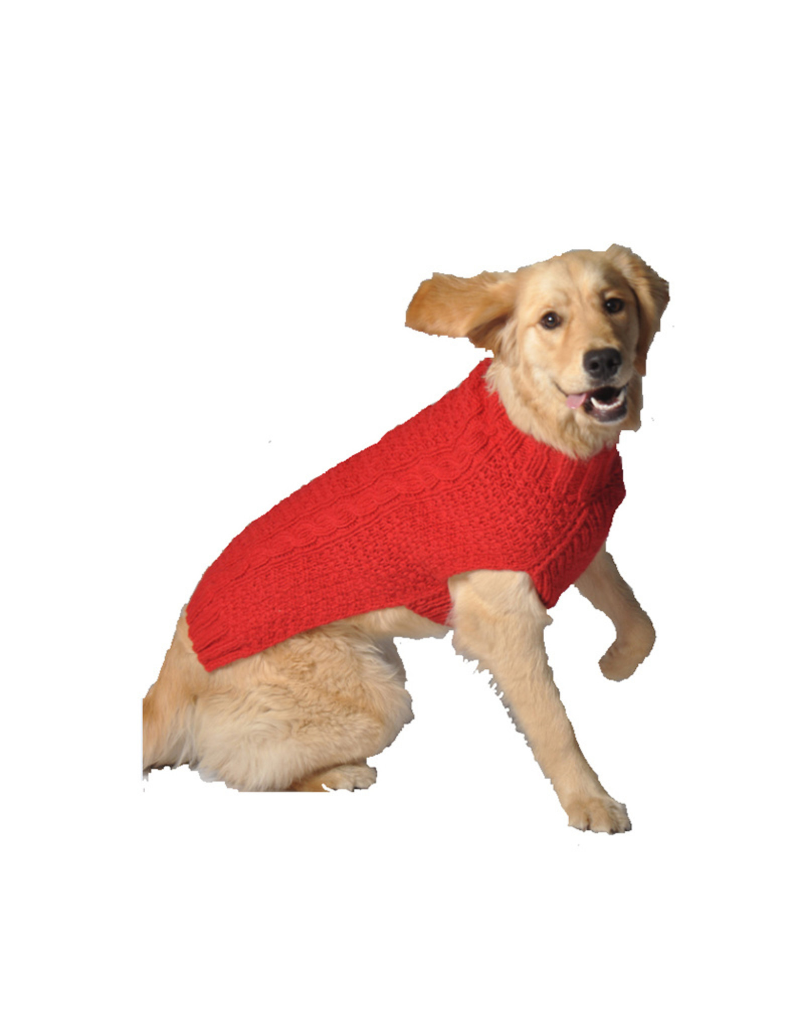 Chilly Dog Red Cable Knit Dog Sweater - Small