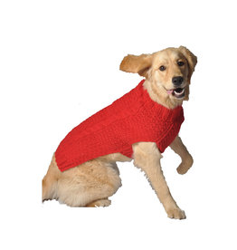Chilly Dog Red Cable Knit Dog Sweater - Small