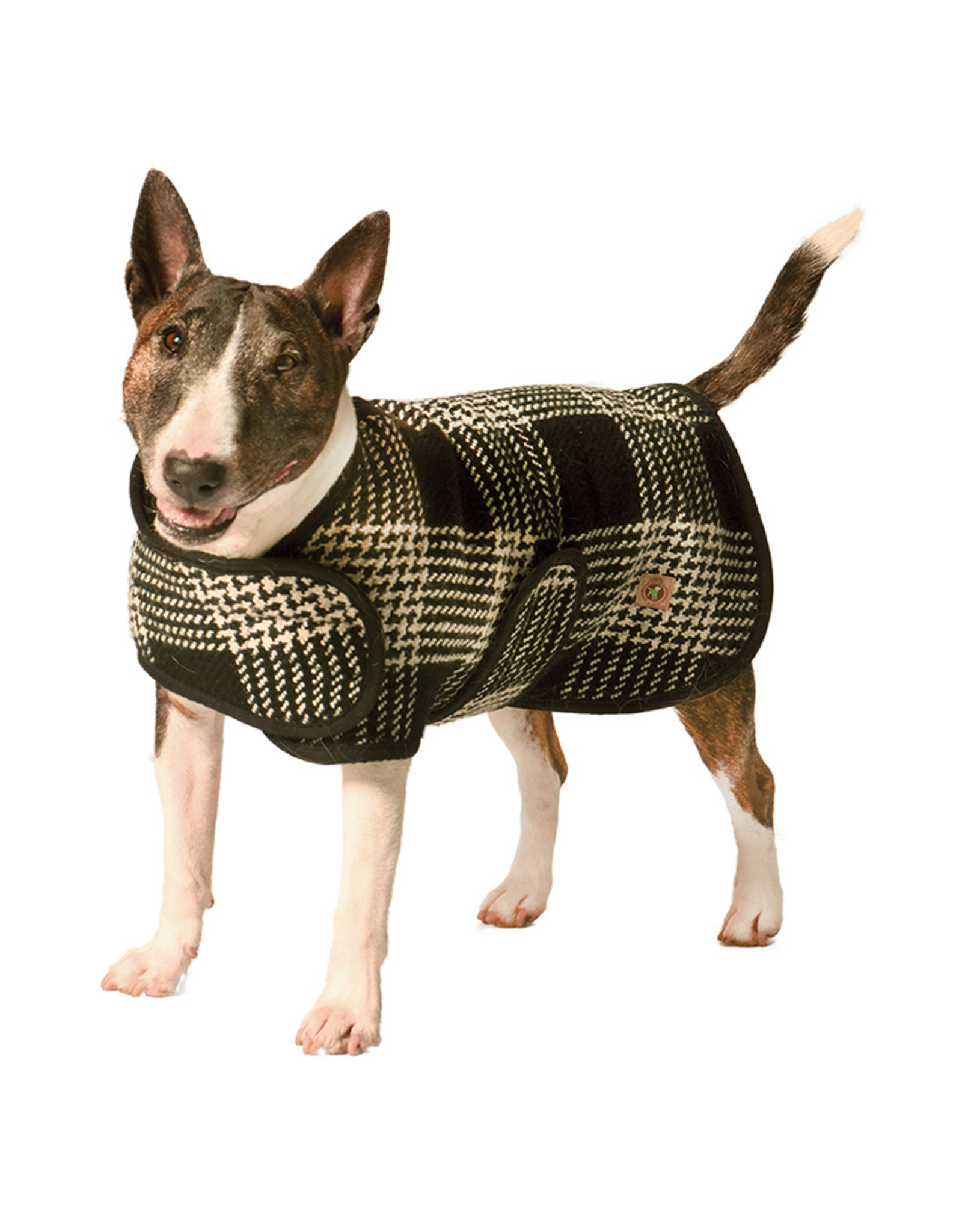 Chilly Dog Black and White Plaid Dog Blanket Coat - XSmall