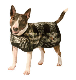 Chilly Dog Black and White Plaid Dog Blanket Coat - XSmall