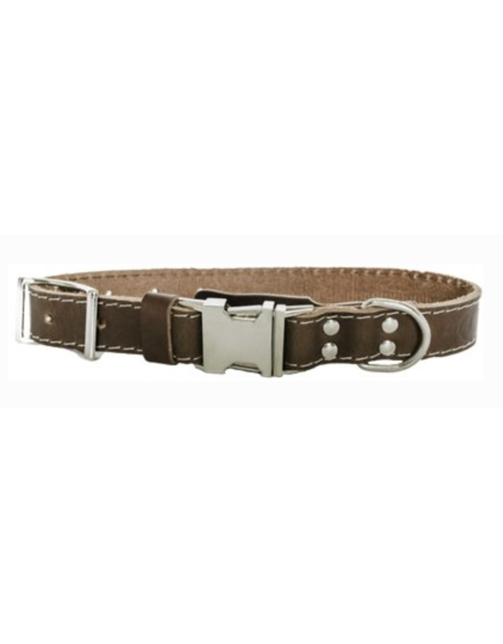 Euro Dog Luxury Quick Release Soft Leather Burgundy Dog Collar - Small