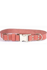 Euro Dog Luxury Quick Release Soft Leather Coral Dog Collar - Large Euro Dog Luxury Quick Release Soft Leather Coral Dog Collar - Large