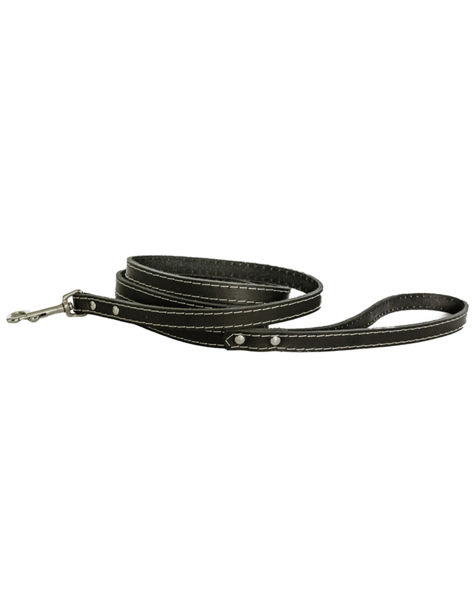 Euro Dog Luxury Soft Leather Black Dog Lead - 6 feet