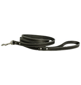 Euro Dog Luxury Soft Leather Black Dog Lead - 6 feet