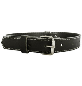 Euro Dog Luxury Traditional Soft Leather Black Dog Collar - Small