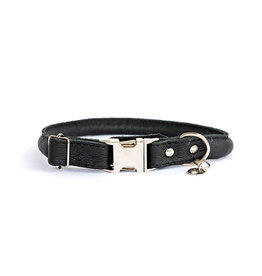 Euro Dog Luxury Quick Release Soft Leather Black Dog Collar - Medium