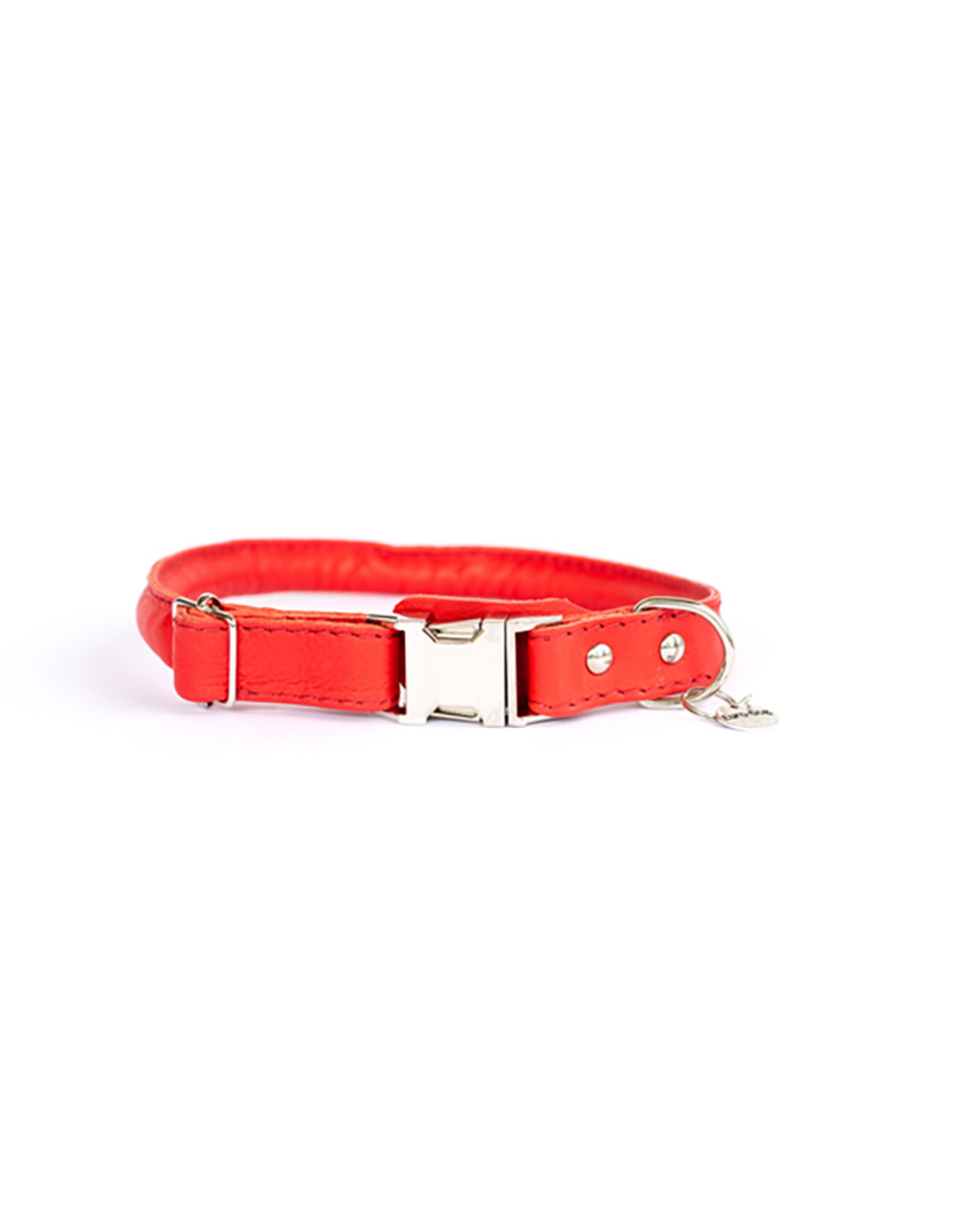 Euro Dog Luxury Quick Release Soft Leather Red Dog Collar - XSmall