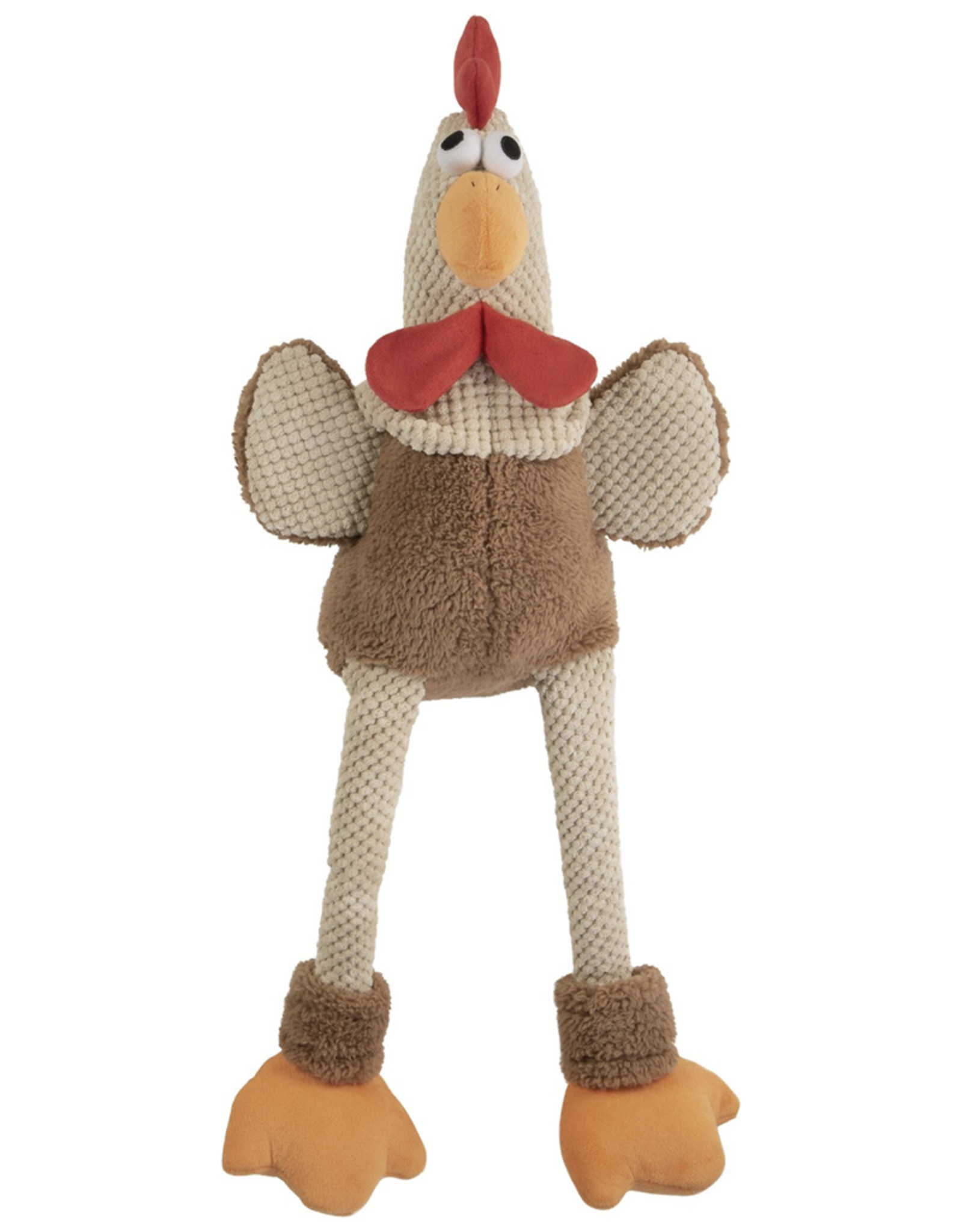 GoDog Checkers Skinny Rooster Plush Squeaker Mini Dog Toy