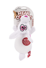 Hear Doggy Silent Squeaker Chew Guard Flattie White Rabbit Plush Dog Toy