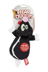 Hear Doggy Silent Squeaker Flattie Skunk Plush Dog Toy