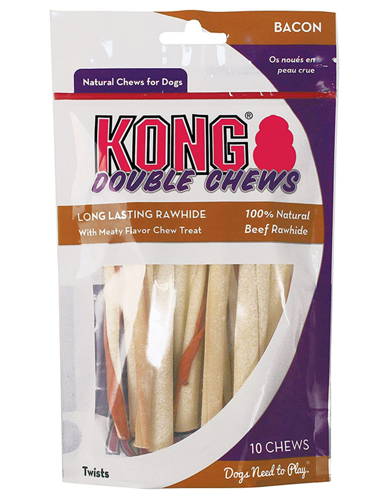 Kong Double Chews Bacon Twists - 10 chews