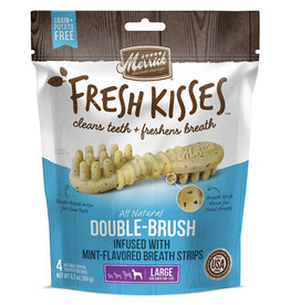 Merrick Pet Foods Fresh Kisses Double-Brush Mint Dental Breath Strips for Large Dogs -  6.5 oz