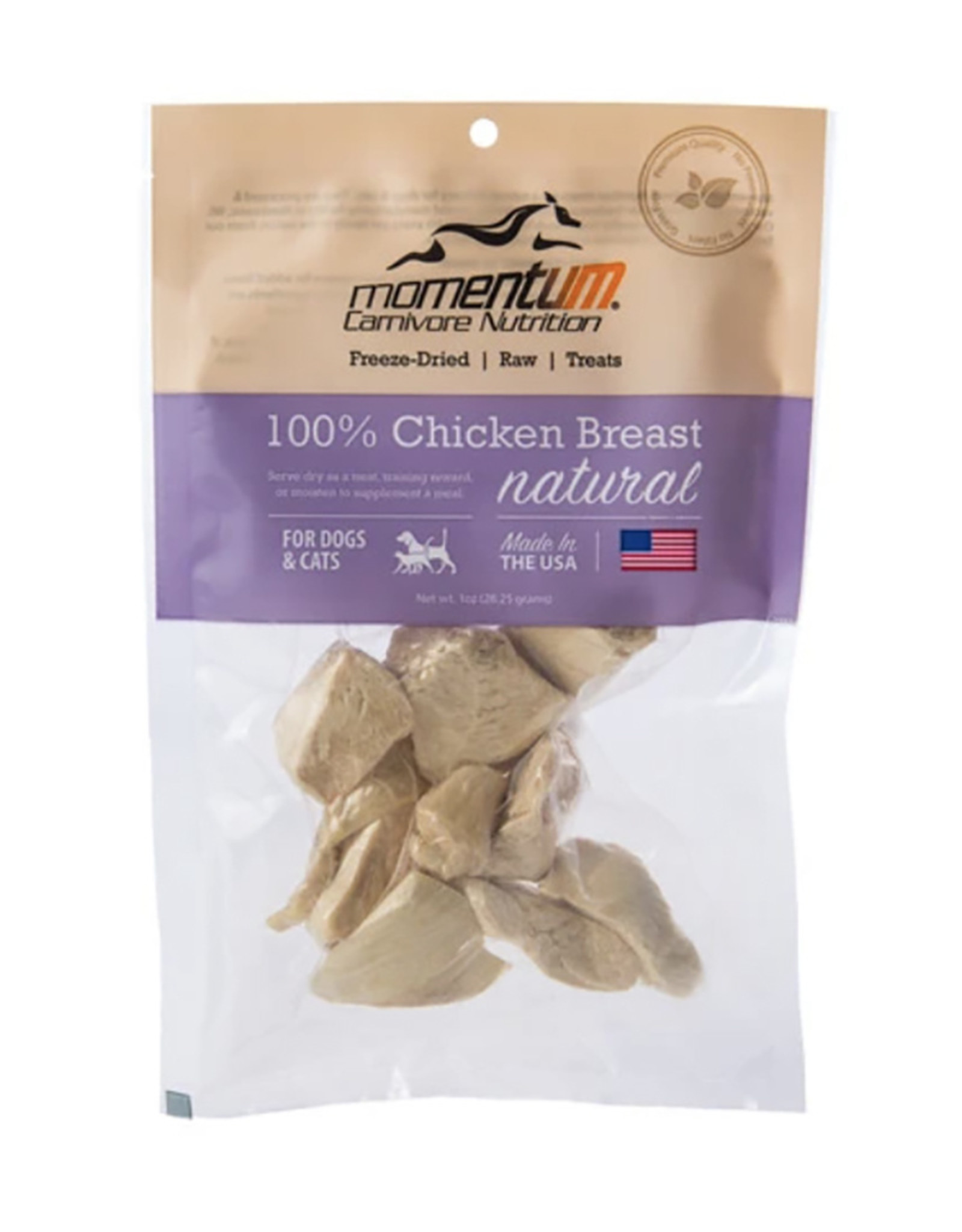Momentum Carnivor Nutrition Chicken Breast Raw Freeze Dried Cat/Dog Treats - 1 oz