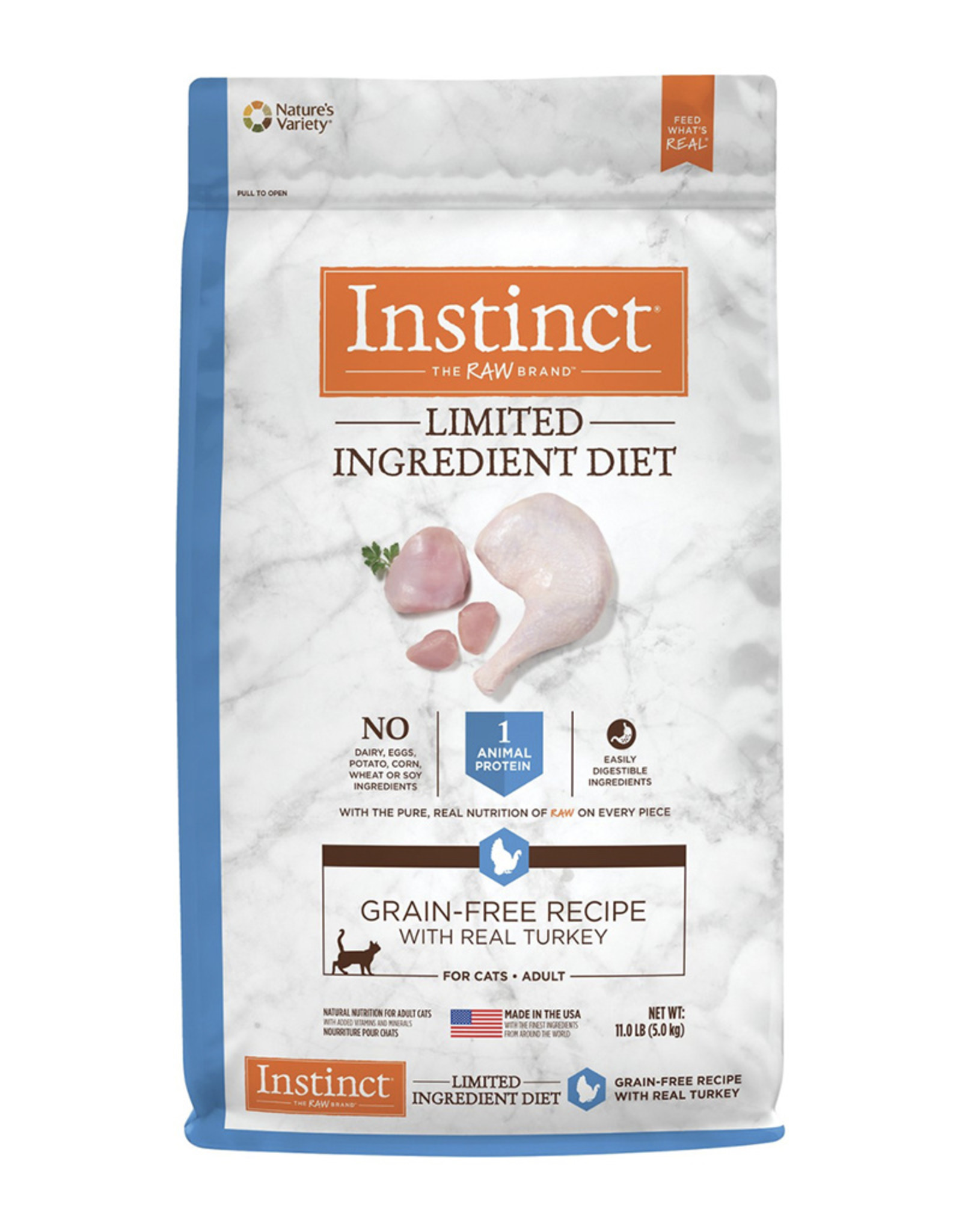 Nature's Variety Instinct Limited Ingredient Diet Grain-Free Turkey Freeze-Dried Coated Dry Cat Food - 11 lb