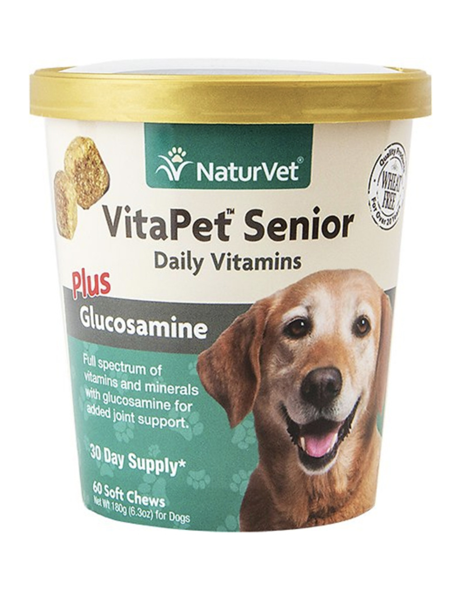 NaturVet VitaPet Senior Daily Vitamins Plus Glucosamine Soft Chews Dog Supplement - 60 count
