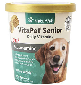 NaturVet VitaPet Senior Daily Vitamins Plus Glucosamine Soft Chews Dog Supplement - 60 count