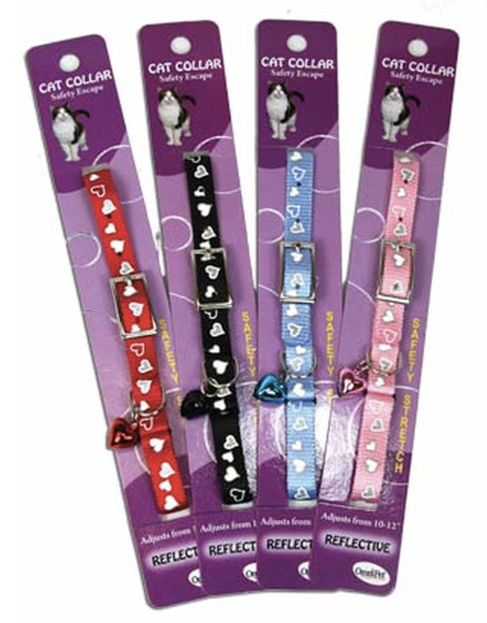 OmniPet Reflective Safety Stretch Hearts Pink Cat Collar