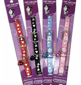 OmniPet Reflective Safety Stretch Hearts Pink Cat Collar