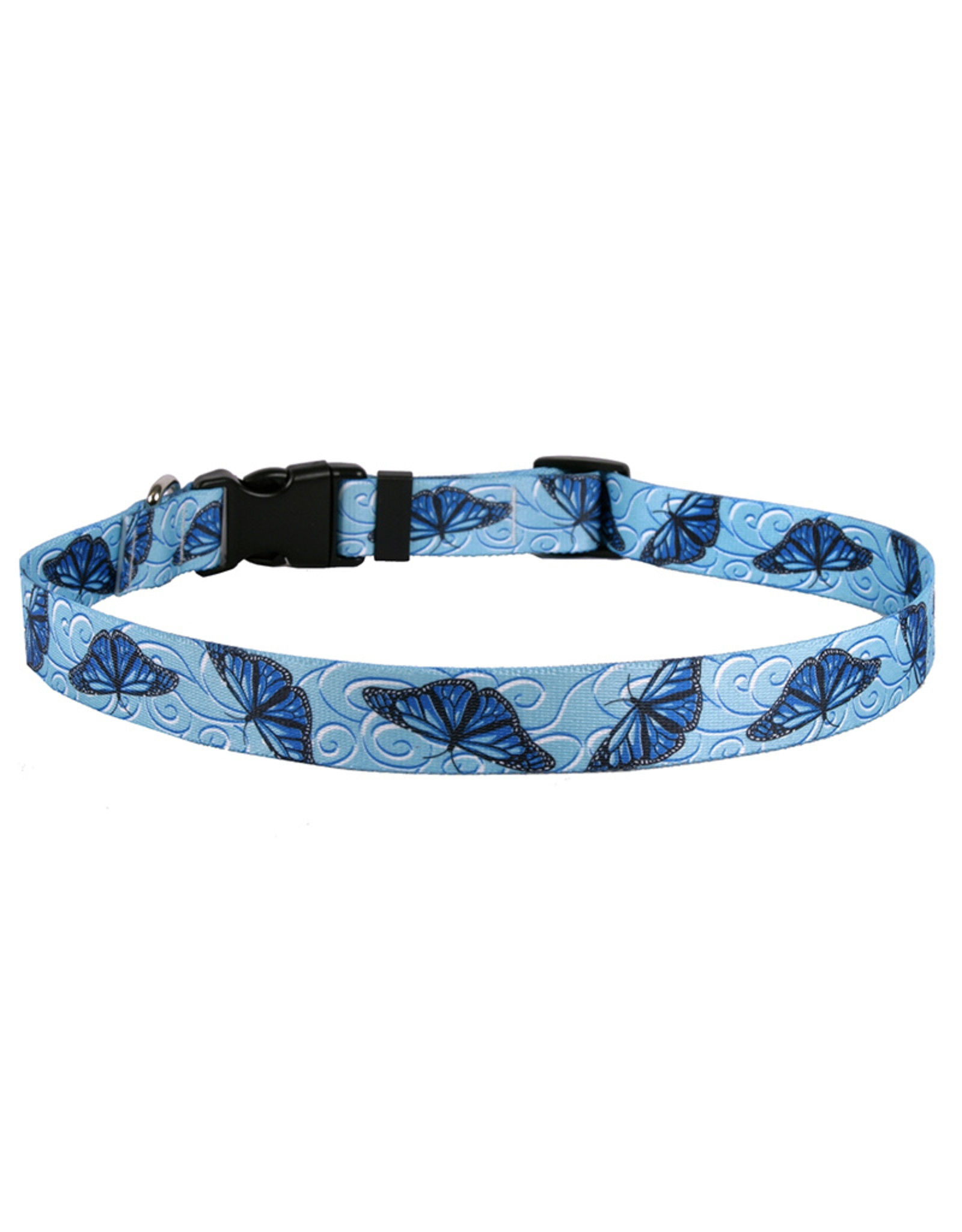 Yellow Dog Design Blue Butterfly Swirl Standard Collar - XSmall