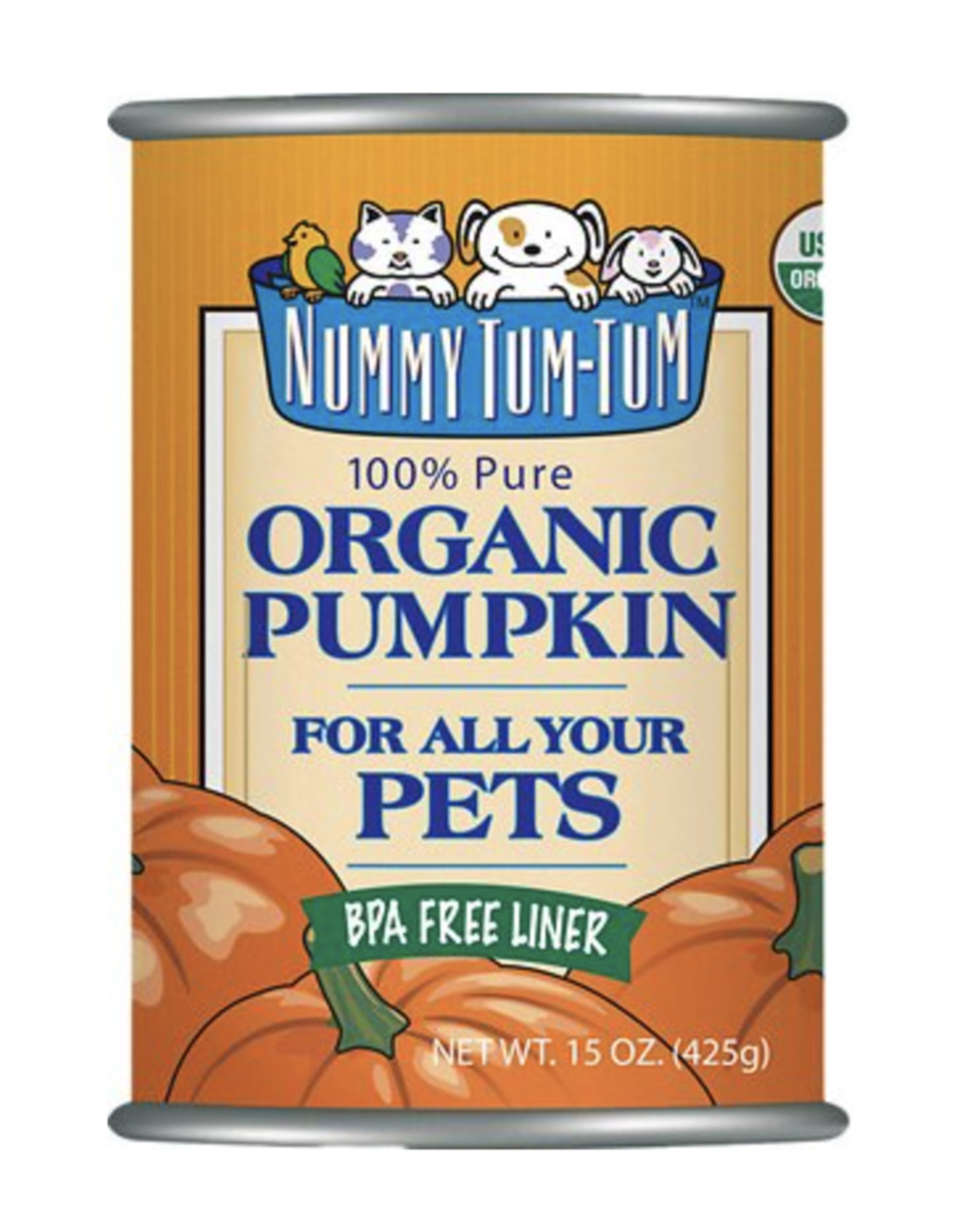 Nummy Tum-Tum Pure Organic Pumpkin Canned Dog & Cat Food Supplement – 15 oz can