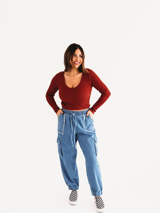 very j Denim Cargo Joggers