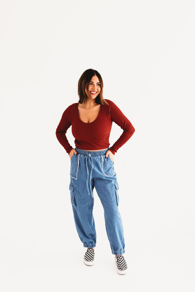 very j Denim Cargo Joggers