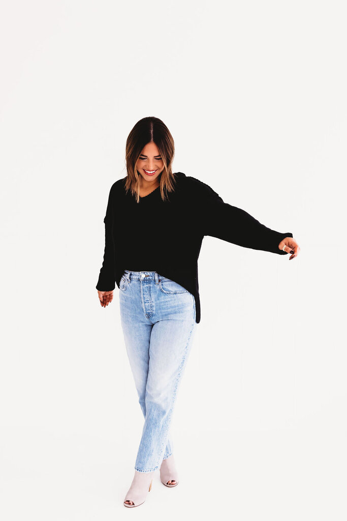 very j Back In Black Basic Sweater
