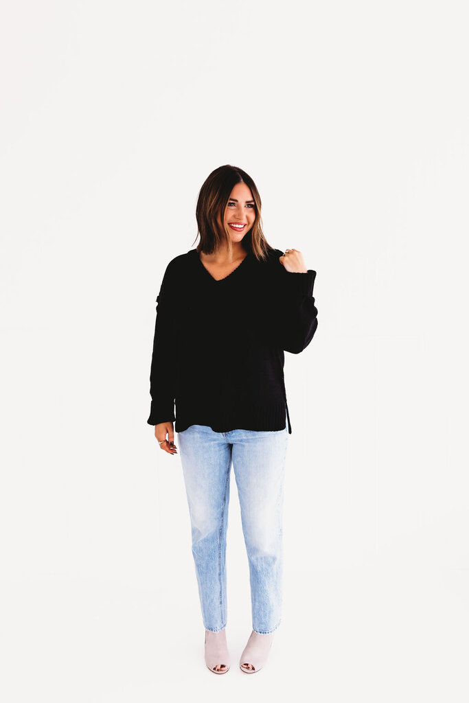 very j Back In Black Basic Sweater