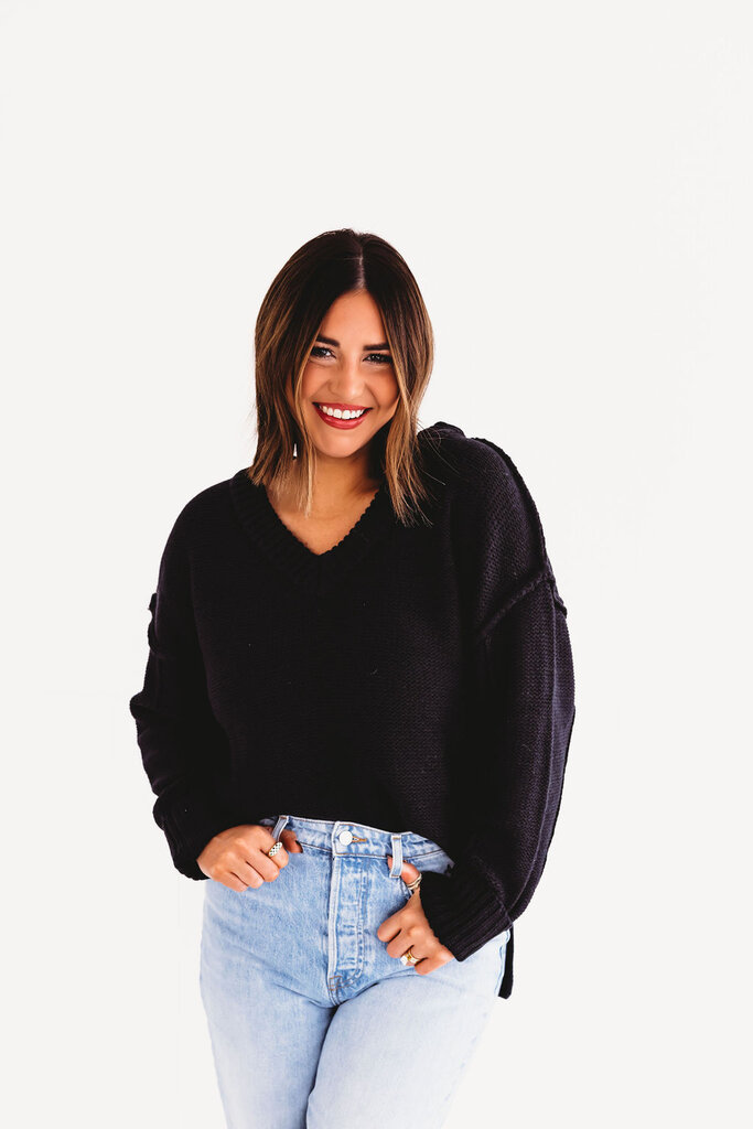 very j Back In Black Basic Sweater