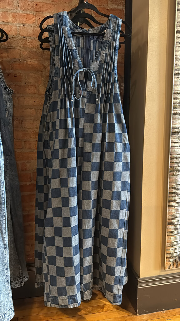 bibi Blue Check Mark Jumpsuit