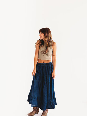 blu pepper Getting Rowdy Denim Skirt