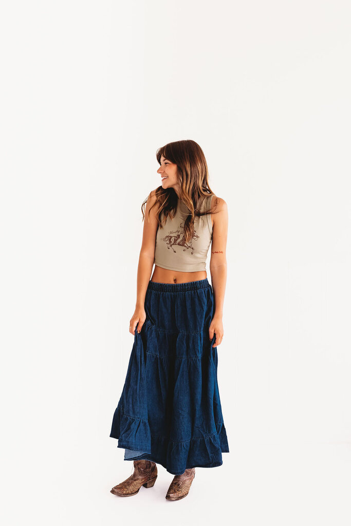 blu pepper Getting Rowdy Denim Skirt
