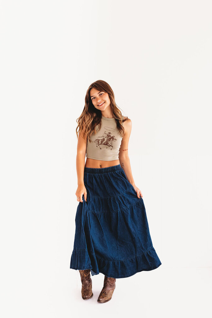 blu pepper Getting Rowdy Denim Skirt