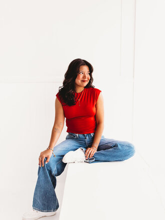 blu pepper Firecracker Funnel Neck Knit Top