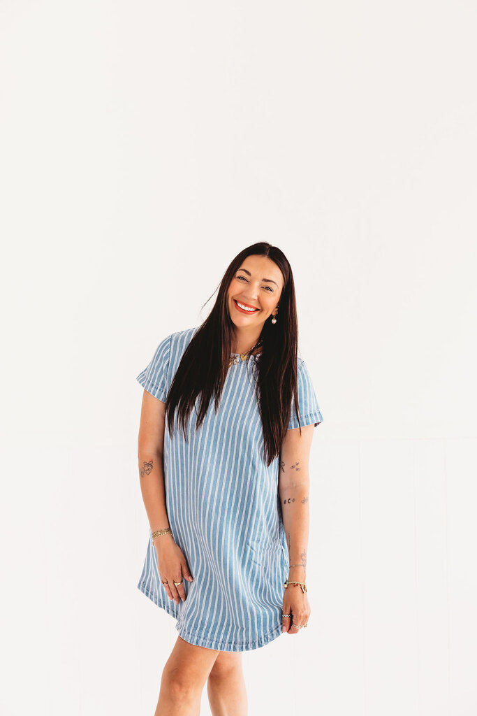 blu pepper Counting Shells Denim Shirt Dress